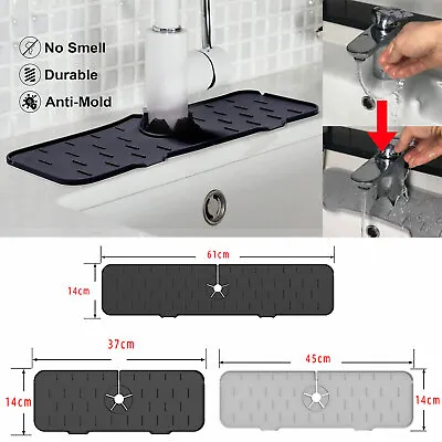 $14.99 • Buy Silicone Faucet Mat For Kitchen Sink - Splash Guard,Bathroom Sink Draining Pad