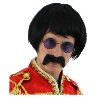 £8.99 • Buy 1960s Pop Sergeant Fancy Dress Set Wig, Tash + Hippy Glasses With Colour Costume