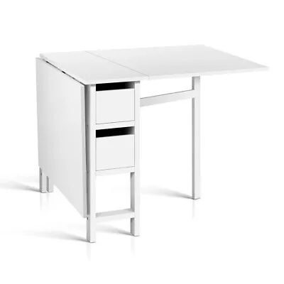 Artiss Dining Table 4 Seater Wooden Tables Storage Drawers White Restaurant • $172.95