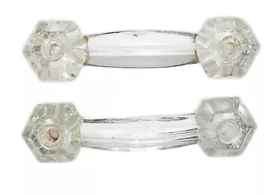 2 Vintage Glass Drawer Bar Pulls 3  Centers • $8.79