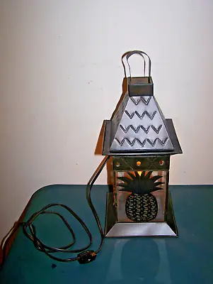 Punched Tin Pineapple Lantern Electric Lamp Light Williamsburg Virginia • $79.99