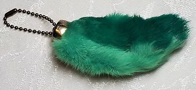 Vtg 1970's USA Lucky Charm RABBIT'S FOOT KEYCHAIN  2 Tone Green 3  • $9.99