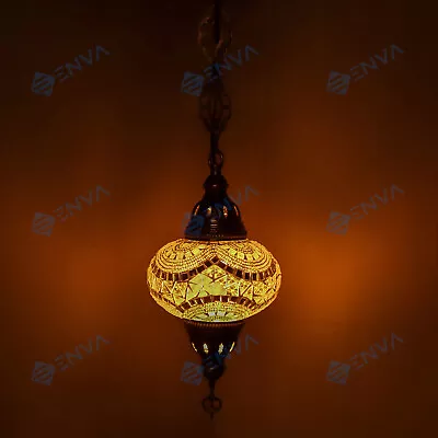 Turkish Moroccan Glass Mosaic Ceiling Hanging Chandelier Light Lamp Large Globe • $77.99