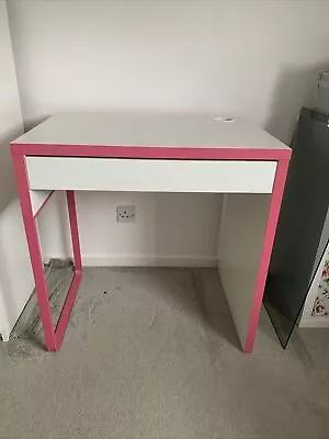 IKEA Micke Desk White/pink Trim With Pull Out Draw • £10