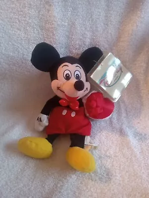 Vintage Disney Mickey Mouse Valentine's Day Beanbag Plush 8” With Tag Retired • $14