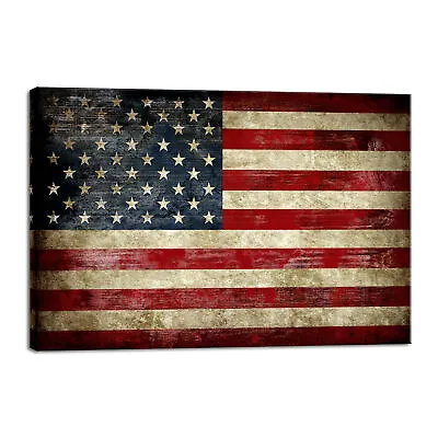 Canvas Wall Art Vintage American Flag Print Painting Picture Home Office Decor • $12.91