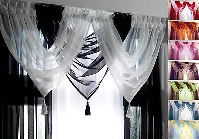 £24.50 • Buy Swag Set Of 3 VOILE SWAGS & 3 VOILE PANEL CURTAINS -  Any Colours - 5 Drop Sizes