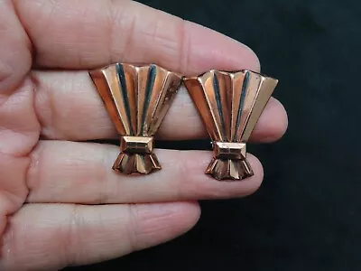 Vintage 1950's Stylized Copper Renior Clip Earrings • $14.99