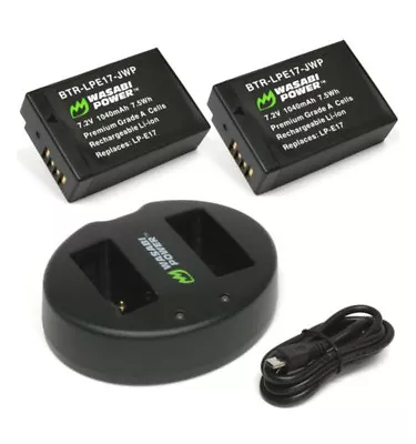 Wasabi Dual Charger+ 2 Battery For CAN EOS M3M5M6200D77D800D760D (LP-E17) • $78.98