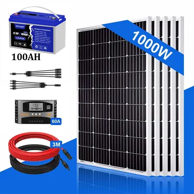 1000W 12V Solar Panel Premium Kit With 20AH LiFePO4 Battery For RV Off-Grid Home • $88.99