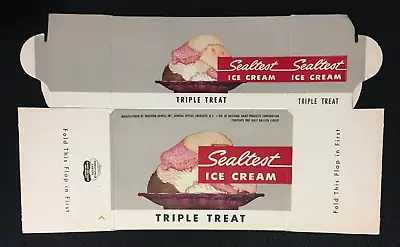 SEALTEST Brand Ice Cream Triple Treat Vtg Packaging Unused Folded Box Container • $14.99