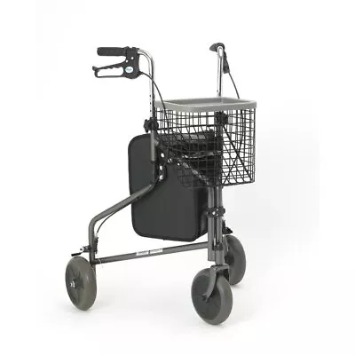 Three Wheeled Rollator Tri Walker Mobility Walking Aid With Basket CLEARANCE • £75.95