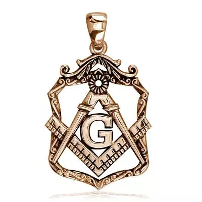 Large Open Masonic Initial G Charm In 14k Pink Gold • $742