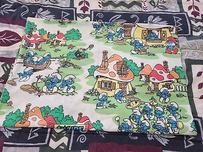 £21.86 • Buy Vintage 1980's Smurfs Replacement Twin Size Flat Bed Sheet 