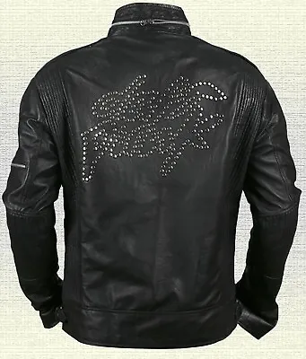 Daft Punk Get Lucky Electroma Biker Genuine Leather Black Motorcycle Jacket • $155
