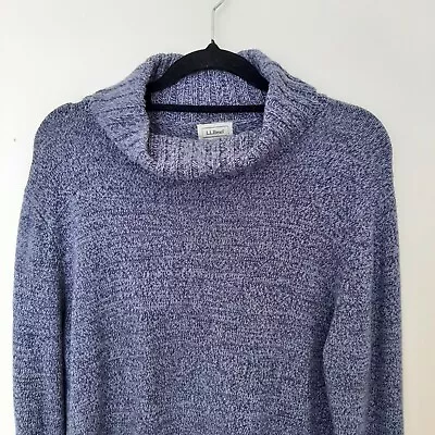 L.L. Bean Womens Sweater Jumper Size L Turtle Neck Knit Blue Cotton/Acrylic  • $29.99