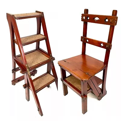 Antique Victorian Wooden Metamorphic Library Chair / Steps / Mahogany C.1890 • £619