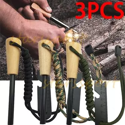 3Set Fire Starter Flint Steel Striker Ferro Rods Set Camping Survival Bushcraft • $13.99