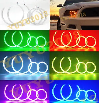RGB Halo Rings For Ford Mustang 2010-2014 HID Headlight LED Angel Eye DRL Lamp • $54.61