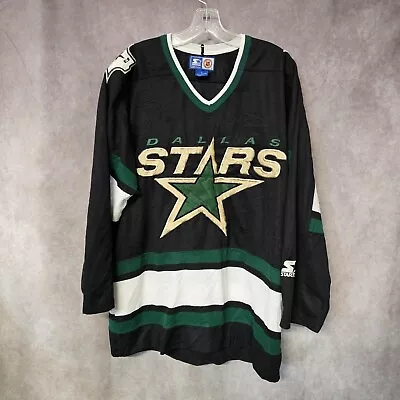 Vintage 90s Starter NHL Dallas Stars Black Hockey Jersey Mens L • $59.99
