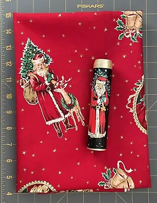 1-1/8 Yards HALLMARK CARDS Santa Claus Vtg COTTON WAMSUTTA QUILT FABRIC + Bonus! • $11.79