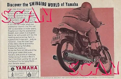 1966 Yamaha Twin Jet 100 Motorcycle Ad Vintage Magazine Advertisement • $3