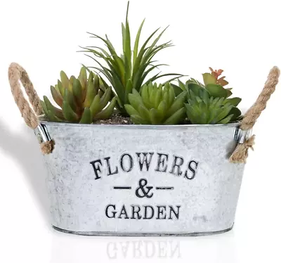 Galvanised Oval Metal Planter Galvanised Trough Planter Plant Flower Pot Garden • £16.99