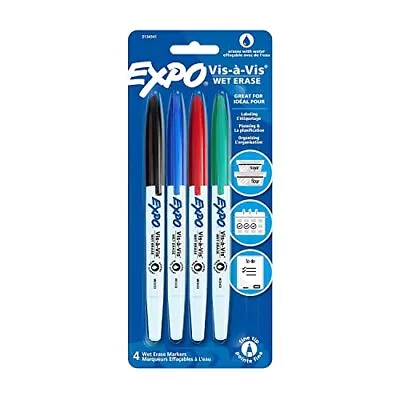 Vis-a-Vis Wet-Erase Marker Fine Point 4-Color Set SAN16074 • $15.45