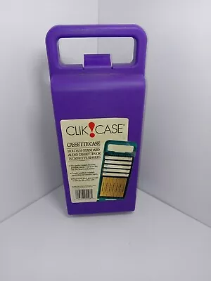 Clik Case Cassette Storage Box W/Handle Holds 10 Tapes Purple Vintage Media • $23.38