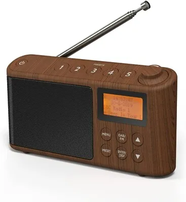 £39.99 • Buy DAB/DAB+ Digital & FM Portable  Radio, Mains Powered, Battery, Wood Effect