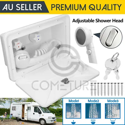 External Caravan RV Shower Box Kit Exterior Faucet Camper Trailer Boat White OZ • $79.85