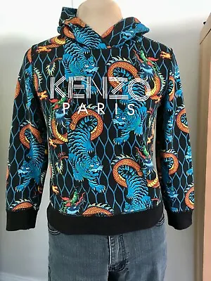 KENZO Paris Size 12A SWEATSHIRT Black DRAGON Hooded MINI ME Designer - RARE • $55