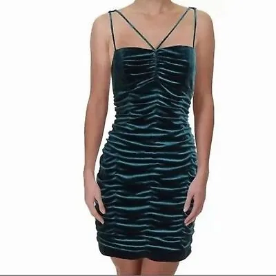 Aidan Mattox Velvet Ruched Mini Dress Green 12 • $38