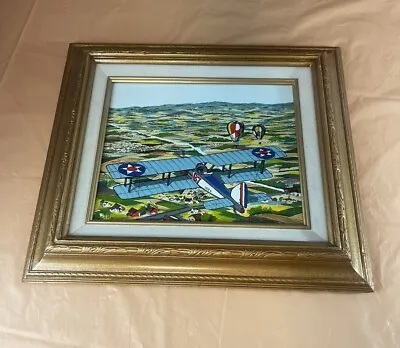 H Hargrove B7 AirPlane 8X10 Framed Signed Canvas Vintage Airplane Art • $51.98