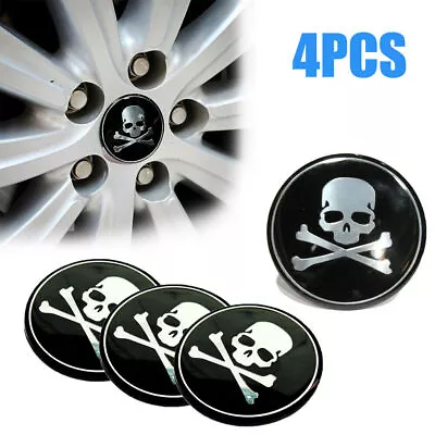 56mm Car Wheel Center Hub Caps Metal Cross Bone Skull Logo Emblem Sticker Decal • $3.76