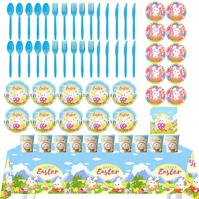 81PCS Easter Plates And Napkins Vintage Easter Decorations Spring Easter Bunny • $57.24