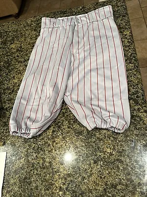 Majestic Gray With Red Stripes SHORT BASEBALL PANT Small J8 • $15.98