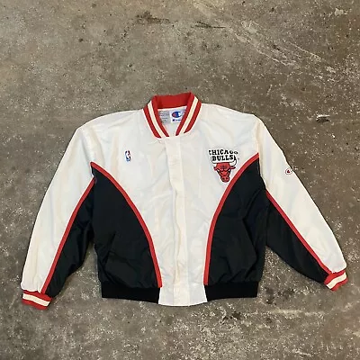 Vintage Champion Chicago Bulls Pregame Warm-Up White Jacket Mens XXL 90s NBA • $199.99