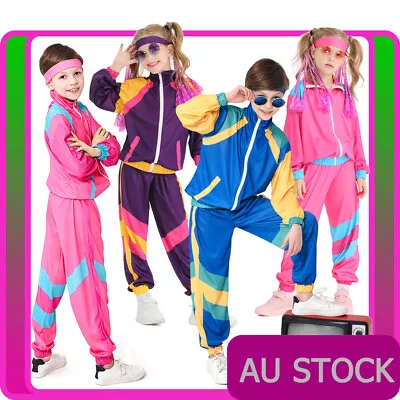 Boys Girls 80s Costume Kids Child Tracksuit 1980s Height Of Fashion Party Disco • $39.99