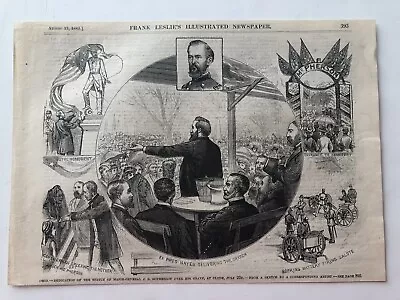 1881 Leslies Antique Print McPherson Statue Dedication At His Grave #2722 • $9.95