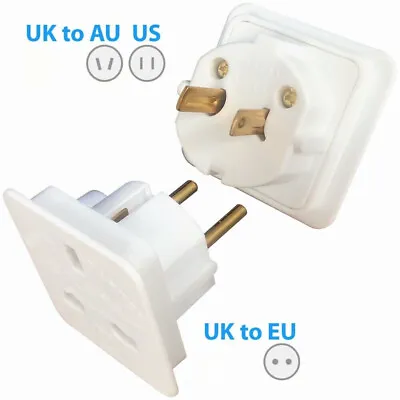 UK To EU Europe AU Australia US America Canada Travel Adapter Converter Plug UK • £6.45
