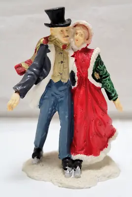 Vintage 90s Mervyn’s Christmas Village Square -Couple Ice Skating Figurine • $16.19