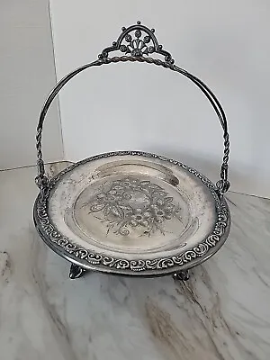 Antique James Tufts Boston Quadruple Plate Basket With Handle #4327 • $32.99