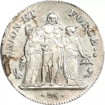 1795 Year AN 4-A France 5 Francs PCGS AU Deatils - Tooled Early Hercules Type • $349