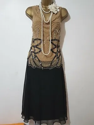 Joanna Hope 20's Style Gatsby Flapper Charleston Deco Sequin/bead Dress Sz 14 • £79.99