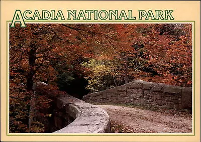 Acadia National Park Maine Stone Bridge Fall Foliage Color Postcard • $3.93