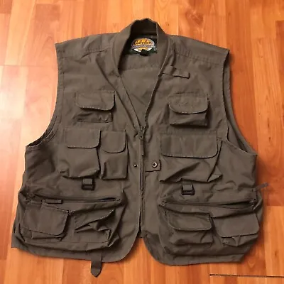 Cabela’s Safari Vest Men’s Medium Green Outdoor Hunting Fishing Pockets • $30