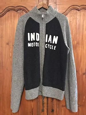 Lucky Brand Indian Motorcycle Lambswool Cotton Cardigan Sweater Zip Up Size XL • $199