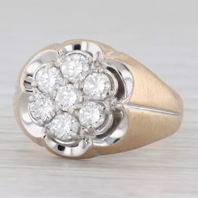 0.73ctw Diamond Cluster Belcher Setting Ring 10k Yellow Gold Size 8.25 • $499.99