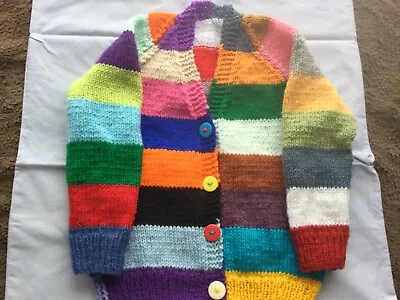 Childs Handknitted Random Striped Cardigan • £8.75